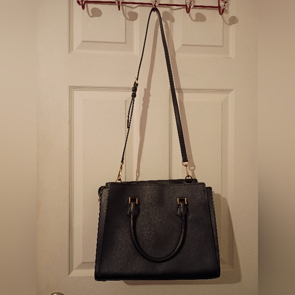 Michael Kors Black And Gold Satchel Bag - Picture 2 of 7